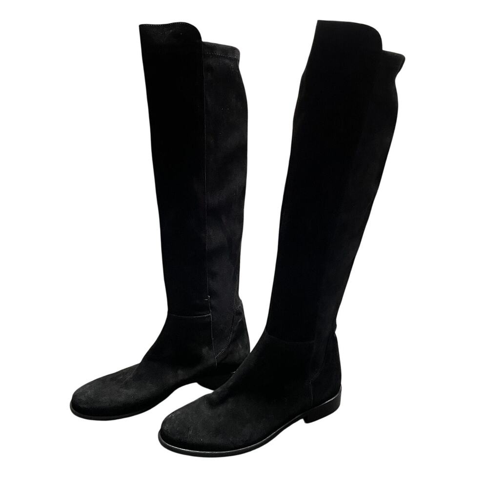 Davos Gomma NWOB Black Suede Over The Knee Boots Low Heel Made in Italy Size 38